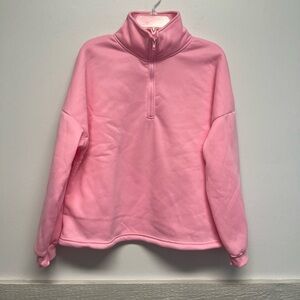 Plus Size 1XL Bubblegum Pink Half Zip Top